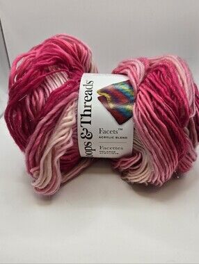 Loopy Threads Facets Acrylic Blend Yarn in Pink Ombre with Sparkle